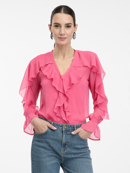 Orsay Bluză roz de damă cu volane ORSAY