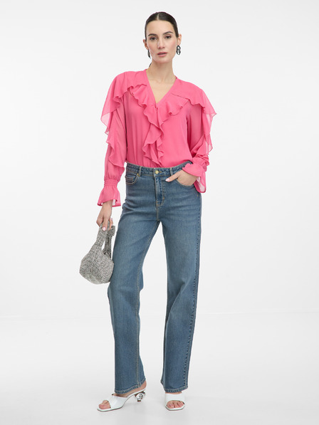 Orsay Bluză roz de damă cu volane ORSAY