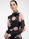 Orsay Rochie neagră de damă cu imprimeu floral, la genunchi, ORSAY