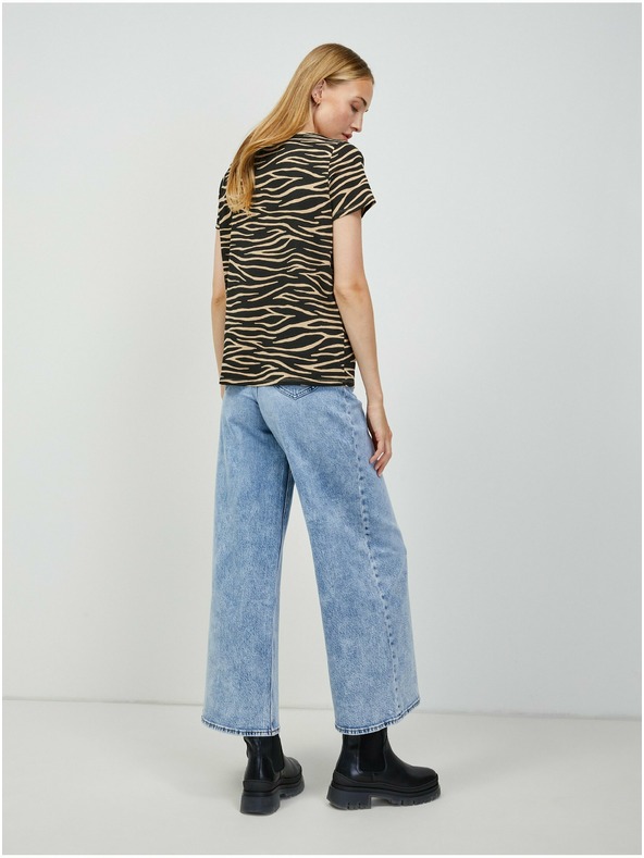 Orsay Tricou bej-negru cu model animal ORSAY
