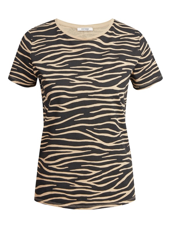 Orsay Tricou bej-negru cu model animal ORSAY