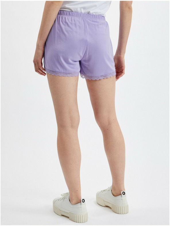 Orsay Pantaloni scurți de damă violet deschis cu dantelă ORSAY