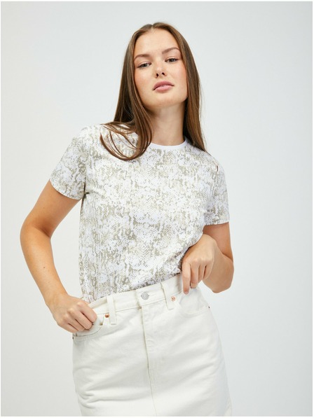 Orsay Tricou alb-bej cu model animal ORSAY