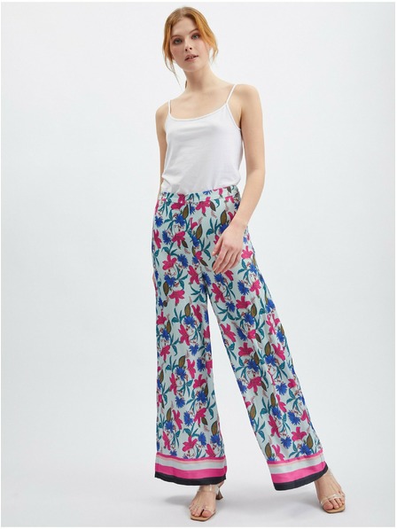Orsay Pantaloni de damă florali albastru deschis ORSAY