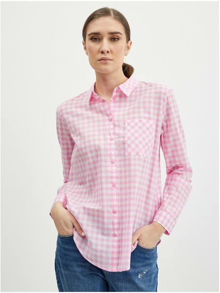 Orsay Cămașă în carouri roz deschis pentru femei ORSAY