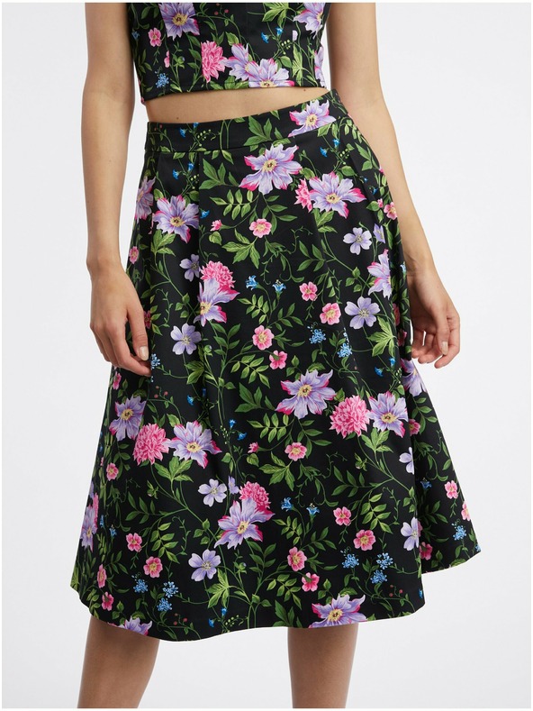Orsay Fustă neagră cu model floral de damă ORSAY