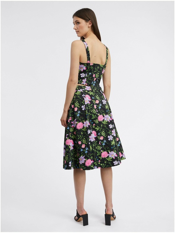 Orsay Fustă neagră cu model floral de damă ORSAY