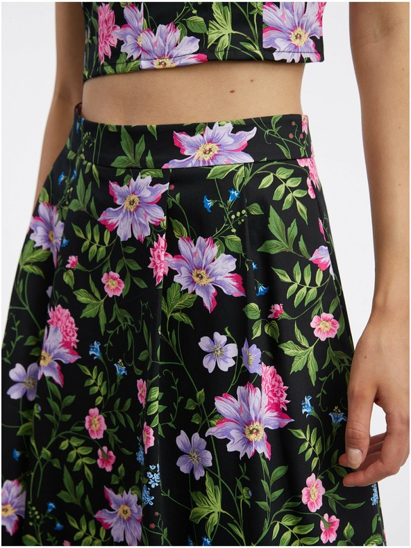 Orsay Fustă neagră cu model floral de damă ORSAY