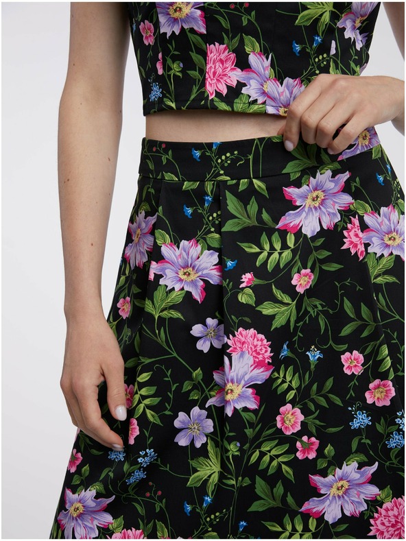 Orsay Fustă neagră cu model floral de damă ORSAY