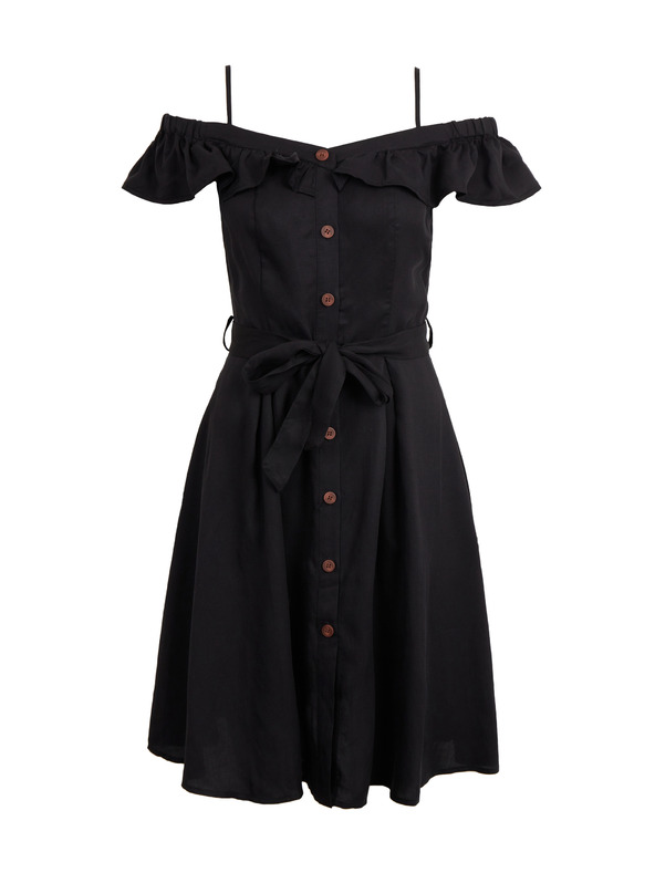 Orsay Rochie de damă neagră cu amestec de in ORSAY