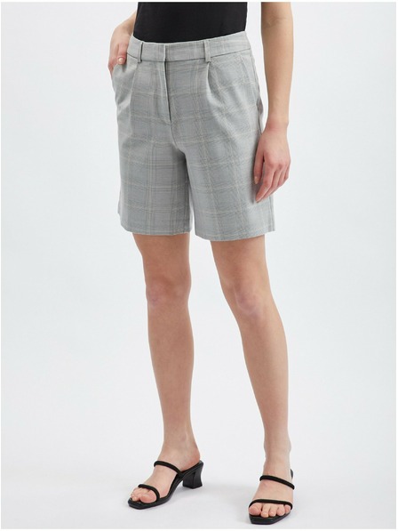 Orsay Pantaloni scurți pentru femei în carouri de culoare gri deschis O