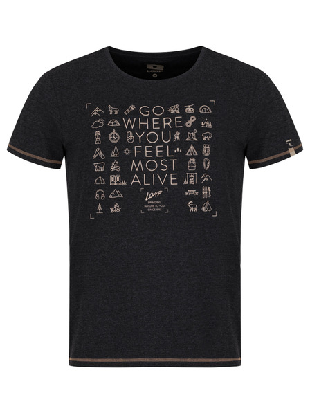 Loap Tricou negru cu model pentru bărbați LOAP Alexus