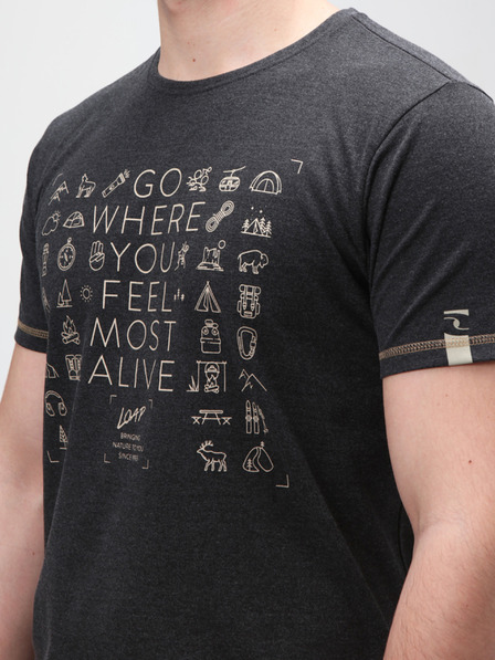 Loap Tricou negru cu model pentru bărbați LOAP Alexus