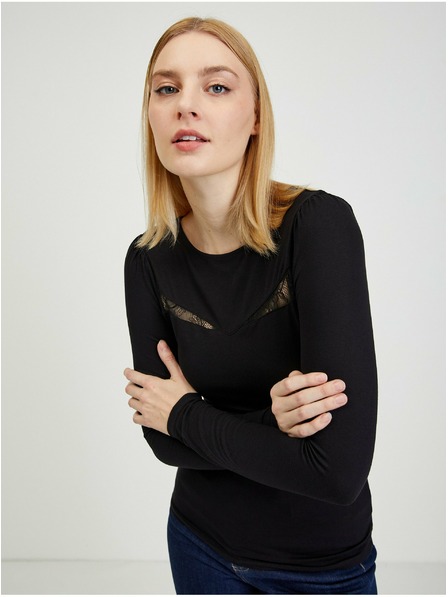 Orsay Bluză de damă neagră cu dantelă ORSAY