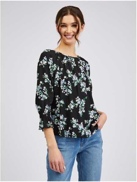 Orsay Bluză de damă neagră florală ORSAY