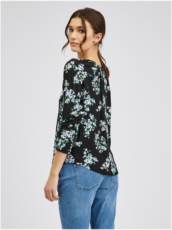Orsay Bluză de damă neagră florală ORSAY
