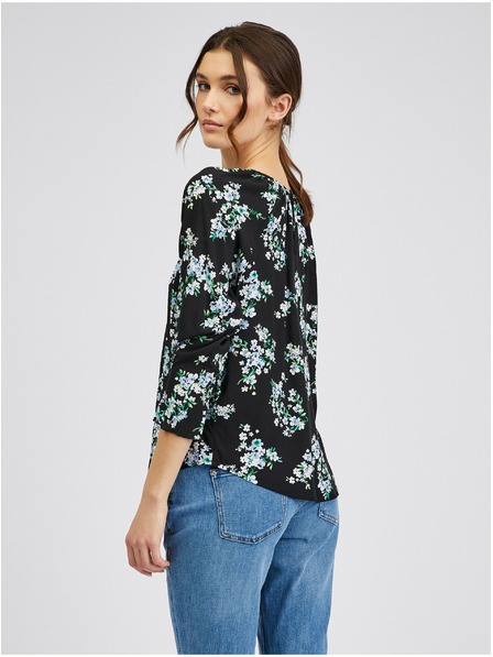 Orsay Bluză de damă neagră florală ORSAY