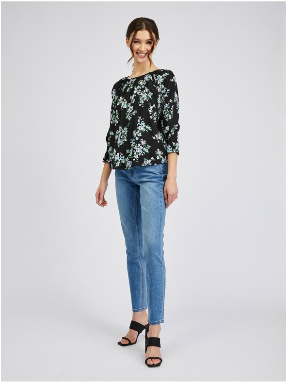 Orsay Bluză de damă neagră florală ORSAY