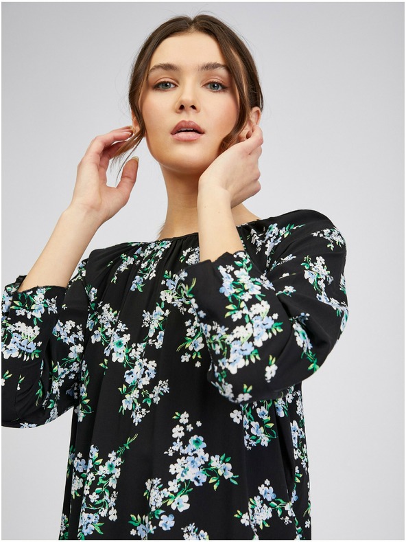 Orsay Bluză de damă neagră florală ORSAY