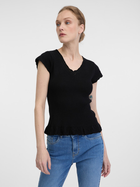 Orsay Tricou negru cu mânecă scurtă pentru femei ORSAY