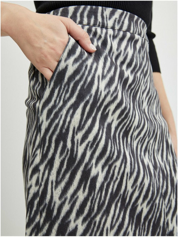 Orsay Fustă de damă neagră cu model cu finisaj piele întoarsă ORSAY