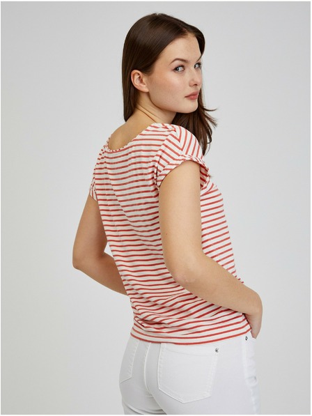 Orsay Tricou ORSAY cu dungi de damă roșu-alb