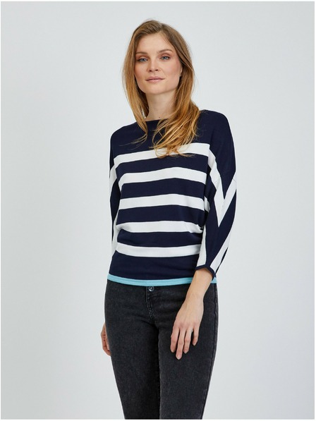 Orsay Pulover ușor în dungi alb-albastru ORSAY