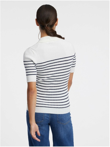 Orsay Tricou polo cu dungi crem pentru femei ORSAY