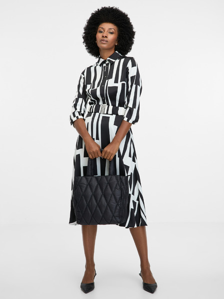 Orsay Rochie neagră cu model, până la genunchi, pentru femei ORSAY