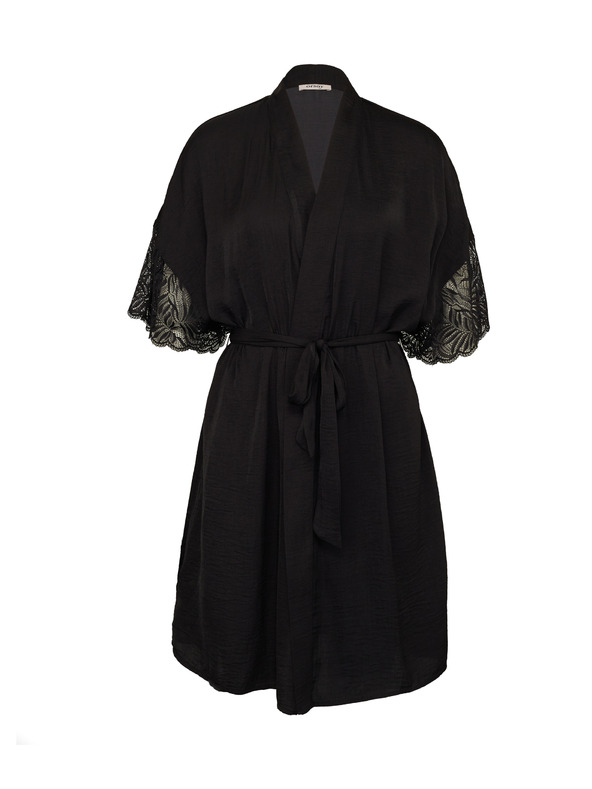 Orsay Halat de damă negru din satin ORSAY