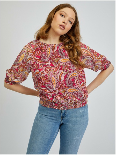 Orsay Bluză de damă cu model roșu-roz ORSAY