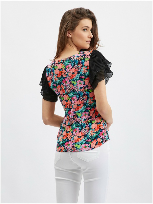Orsay Bluză pentru femei cu model floral albastru-negru ORSAY