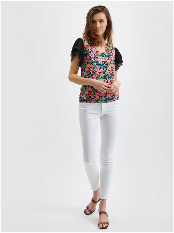 Orsay Bluză pentru femei cu model floral albastru-negru ORSAY