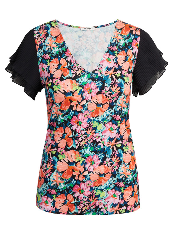 Orsay Bluză pentru femei cu model floral albastru-negru ORSAY