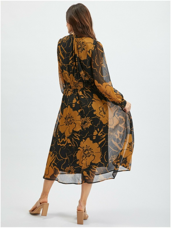 Orsay Rochie midi cu flori de damă maro-negru ORSAY
