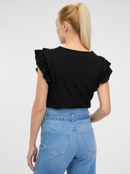 Orsay Tricou negru cu mânecă scurtă pentru femei ORSAY