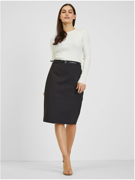 Orsay Fustă de damă neagră cu centura ORSAY