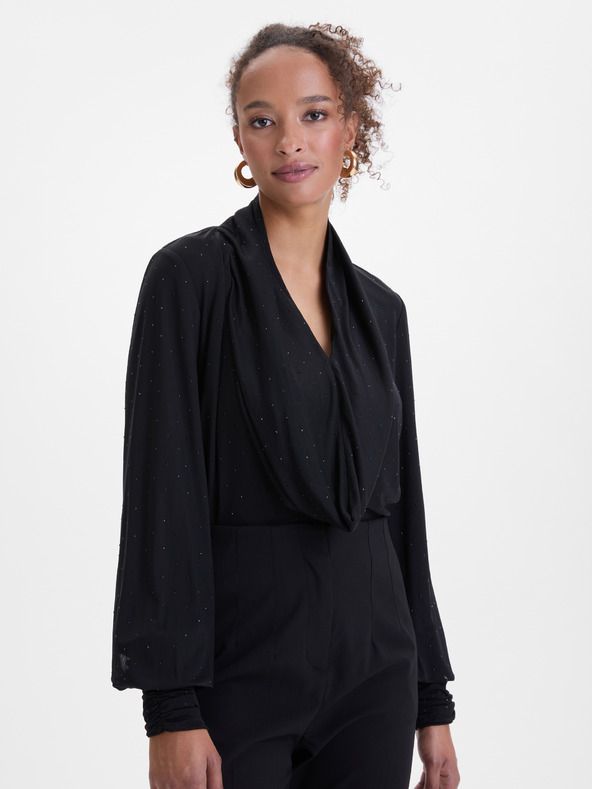 Orsay Bluză neagră pentru femei cu pietricele ORSAY