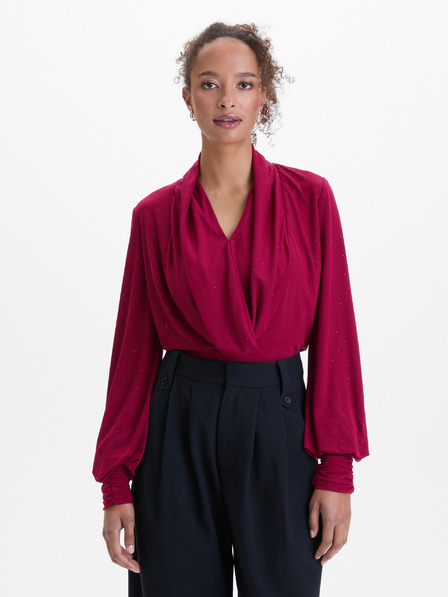 Orsay Bluză vișinie pentru femei cu pietricele ORSAY
