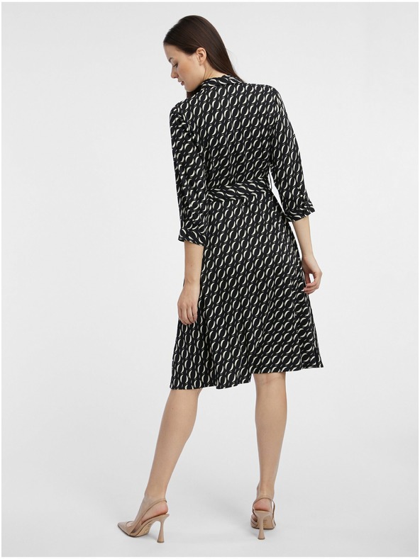 Orsay Rochie neagră cu imprimeu stil cămașă pentru femei ORSAY