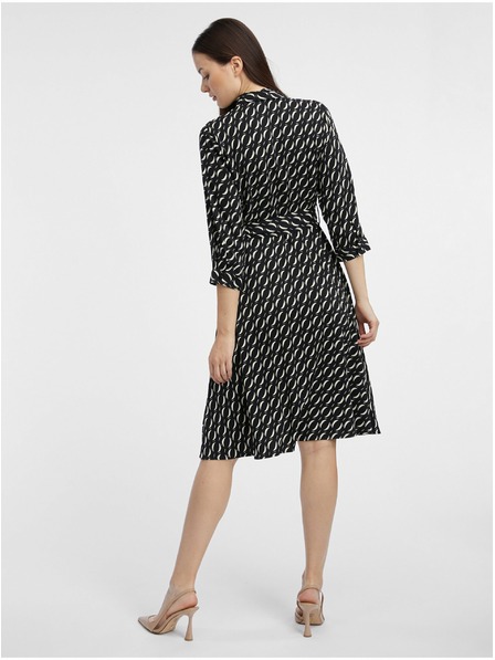 Orsay Rochie neagră cu imprimeu stil cămașă pentru femei ORSAY
