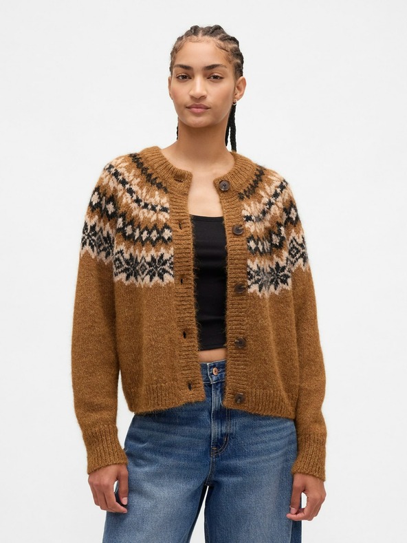 GAP Cardigan oversize Fair Isle cu amestec de lână GAP