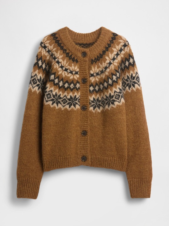 GAP Cardigan oversize Fair Isle cu amestec de lână GAP