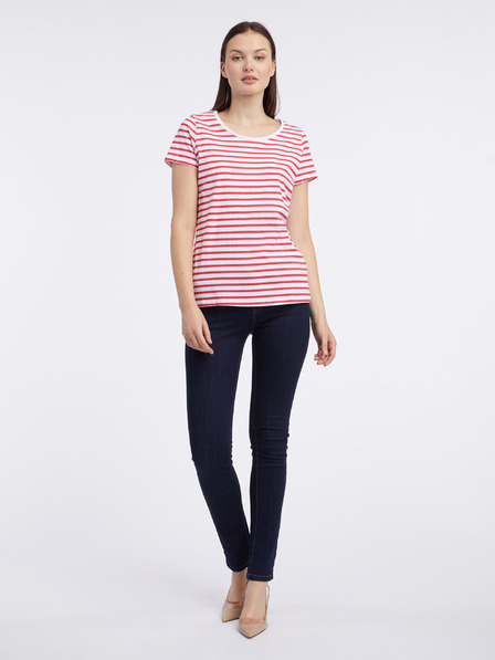 Orsay Tricou în dungi alb și roșu pentru femei ORSAY