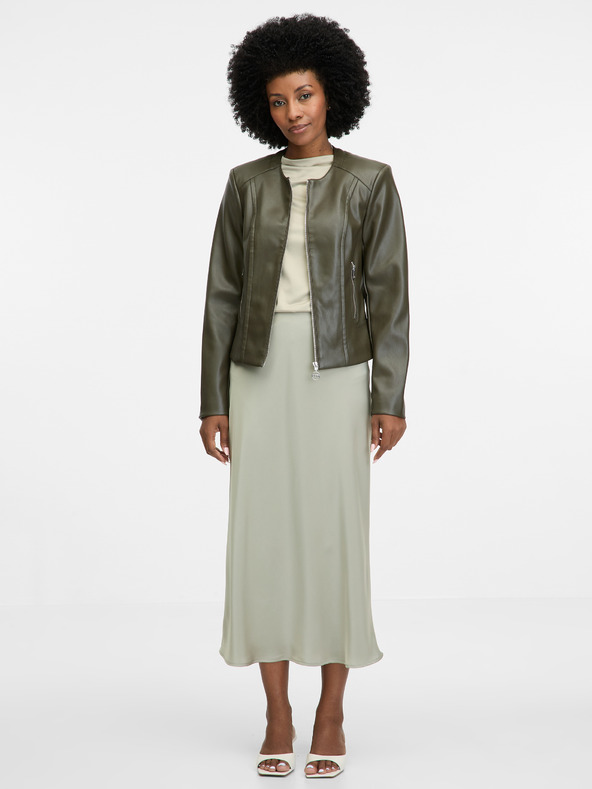 Orsay Jachetă din piele kaki pentru femei ORSAY