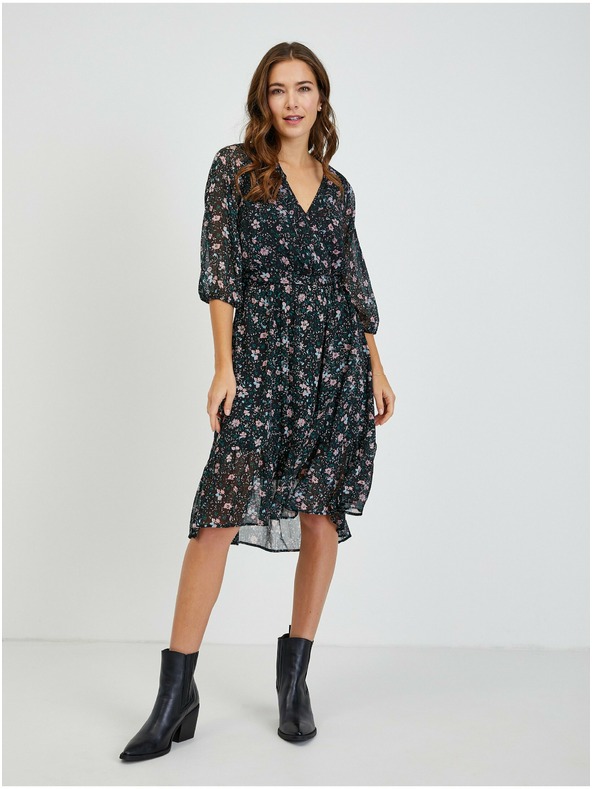 Orsay Rochie de damă neagră cu model floral ORSAY