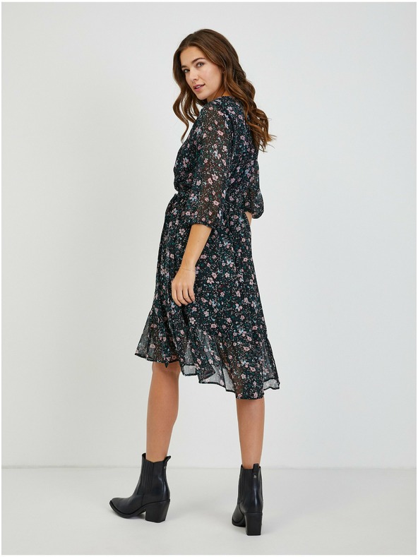 Orsay Rochie de damă neagră cu model floral ORSAY