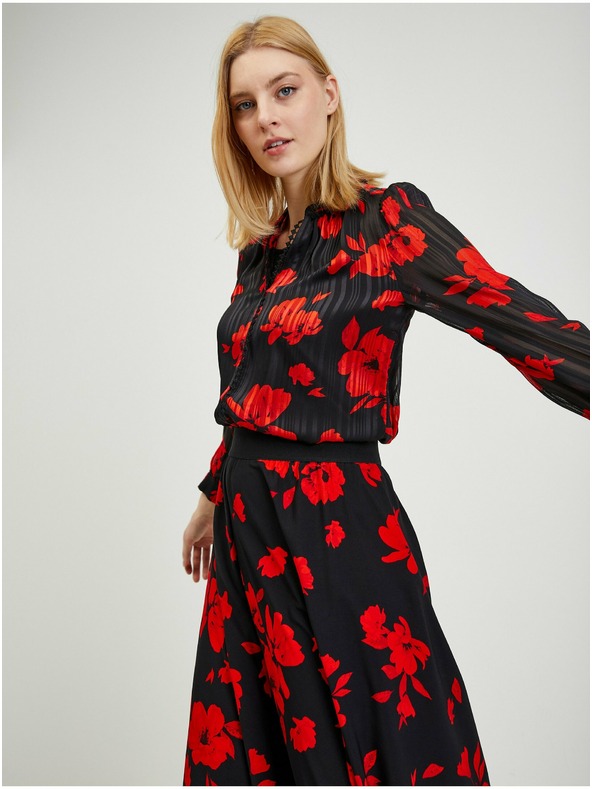 Orsay Fustă cu model floral roșu-negru de damă ORSAY