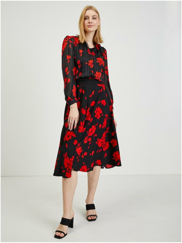 Orsay Fustă cu model floral roșu-negru de damă ORSAY