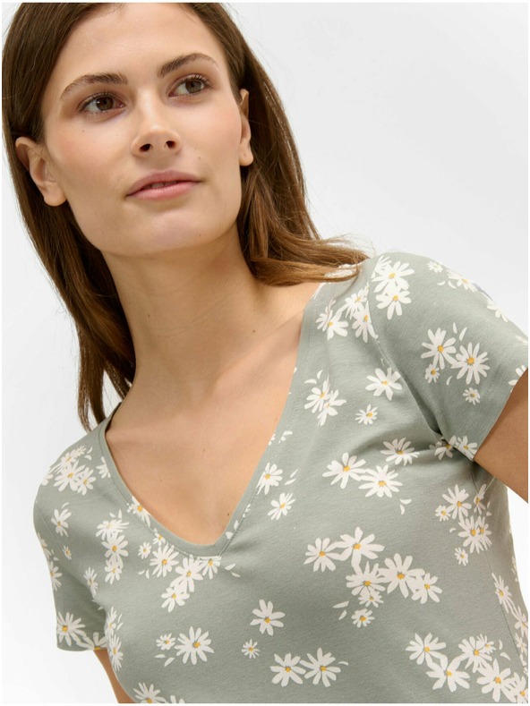 Orsay Tricou floral verde deschis ORSAY